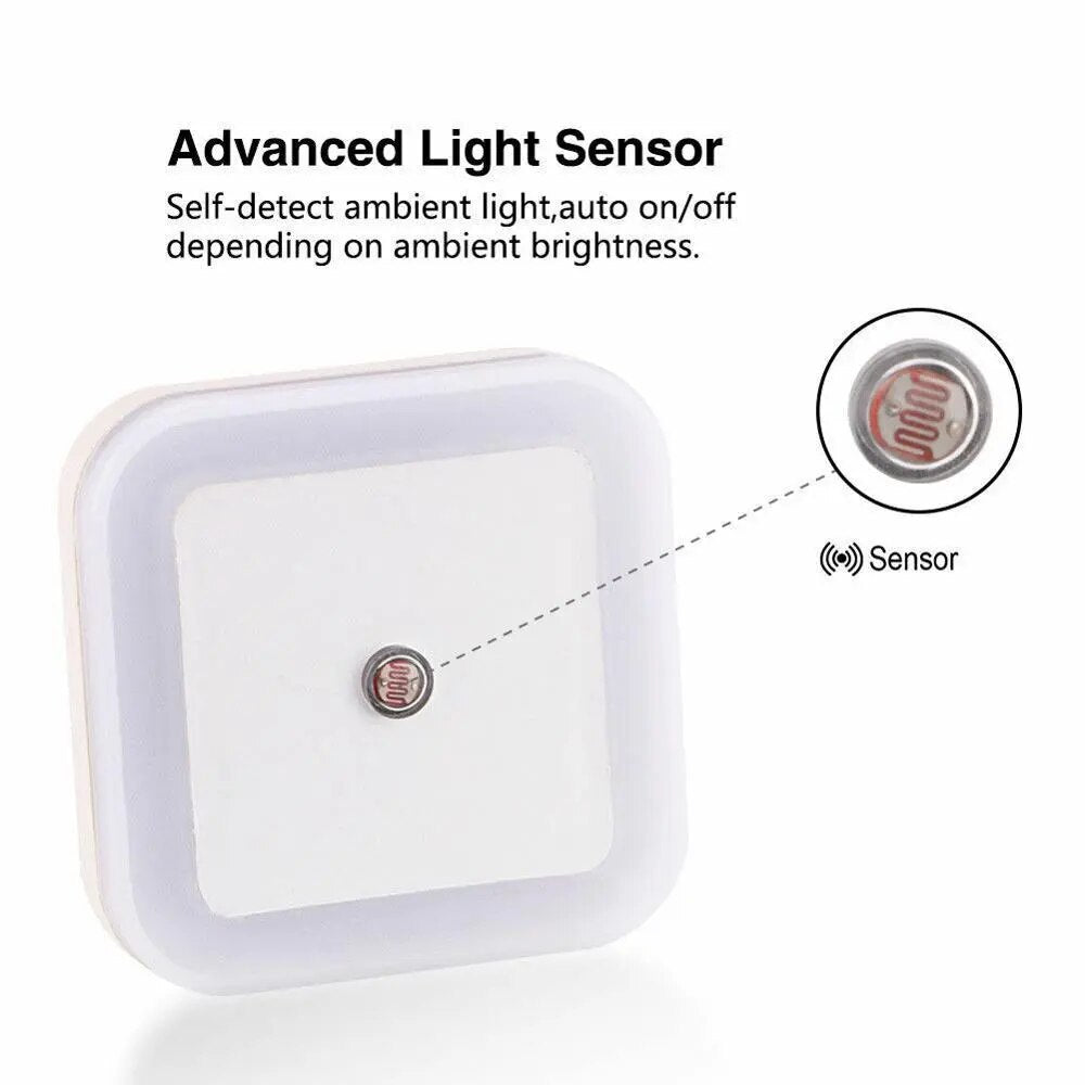 Wall Plug-in LED Night Light Auto Sensor Bedside Lamp For Bedroom Kid's Room Hallway