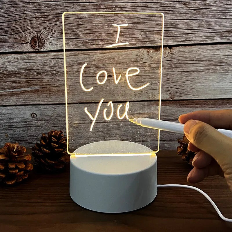 Note Board Creative Led Night Light USB Message Board Holiday Light With Pen Gift For Children