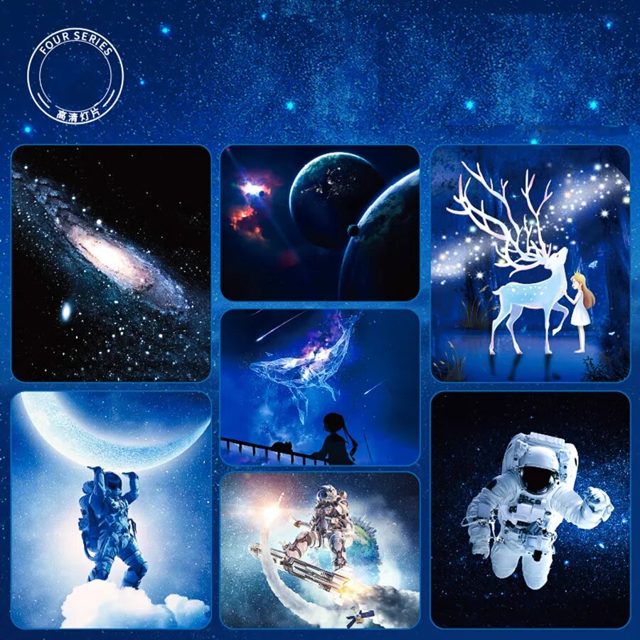 Projector Night Light Star Sky Night Lamp For Bedroom Home Decorative Kids 32 Films Bluetooth HD Galaxy