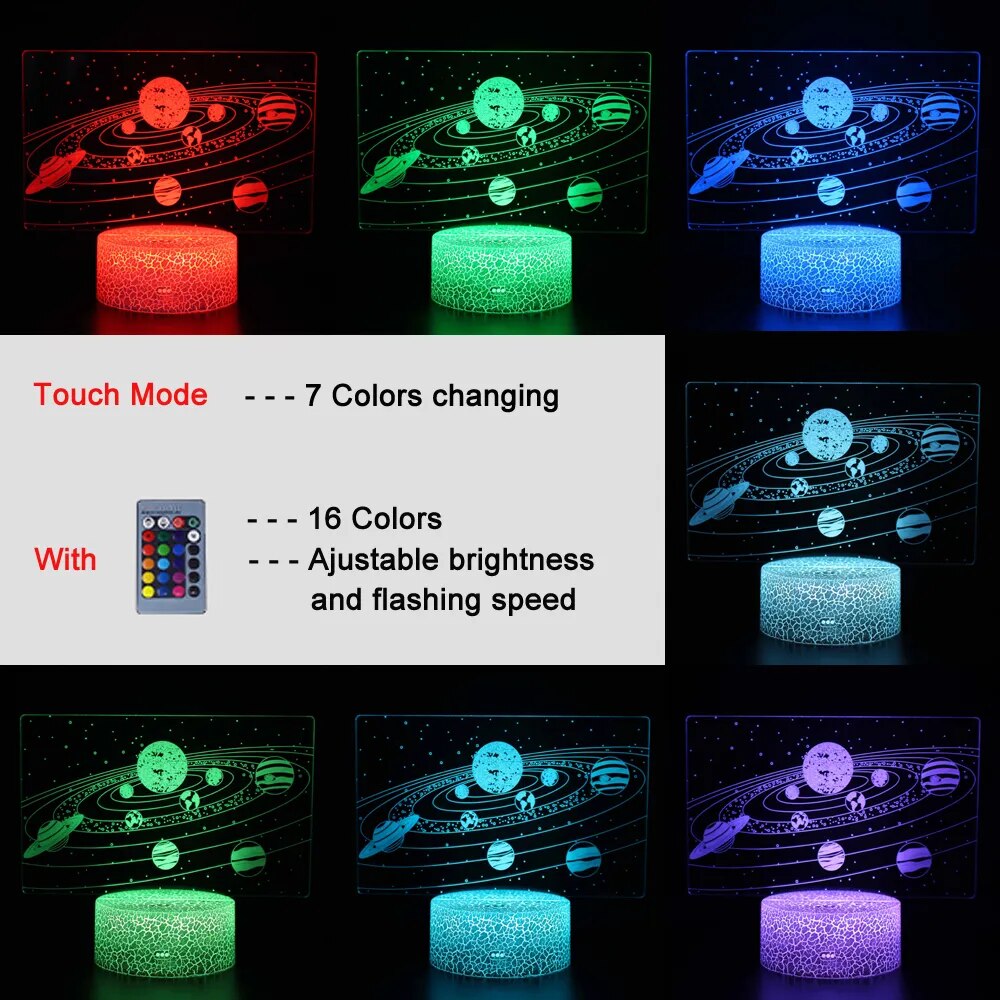 Night Lamp Universe Galaxy Globe Pattern 3d Illusion Gift for kids