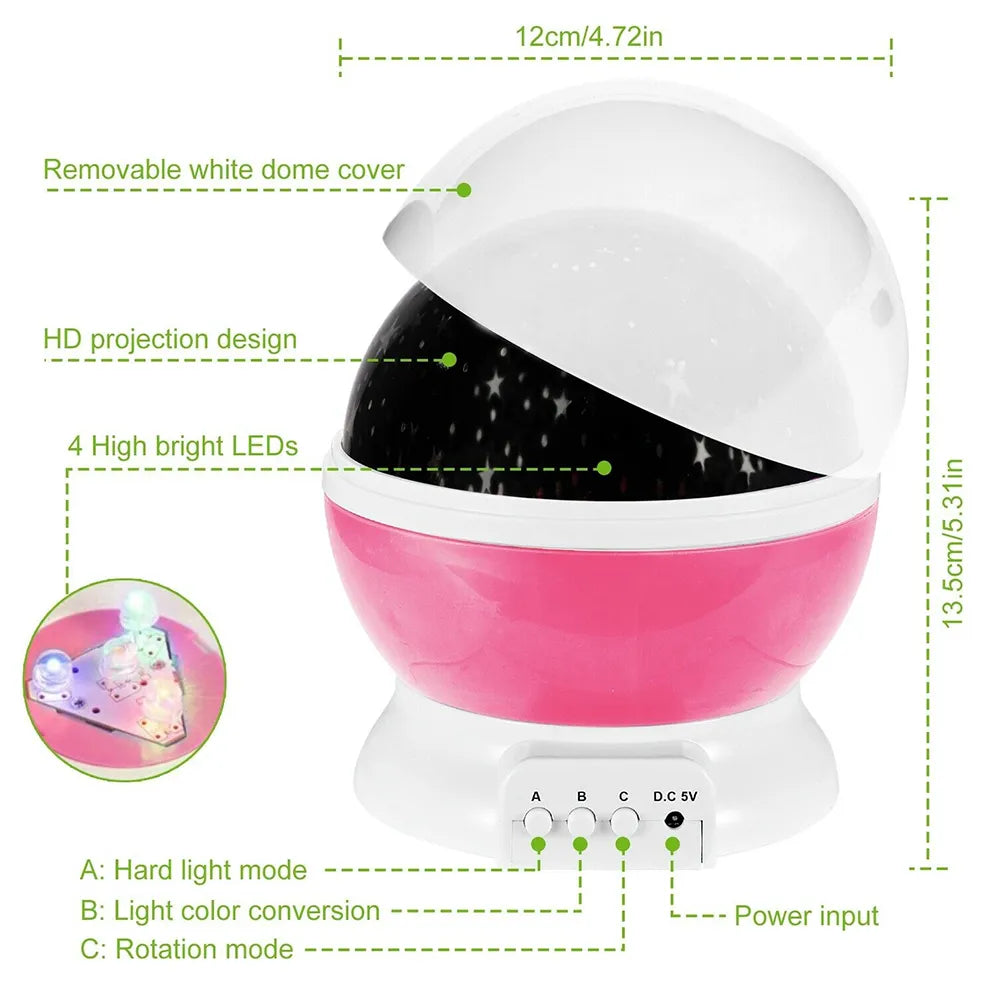 Projector Starry Sky Night Light Projector Baby Lamp Decor Rotating Starry