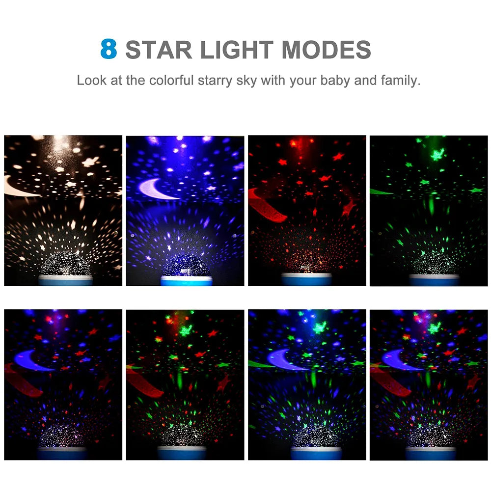 Projector Starry Sky Night Light Projector Baby Lamp Decor Rotating Starry