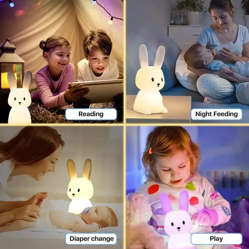 Rabbit LED Night light Silicone Touch Sensor lamp Cute Animal Light Bedroom