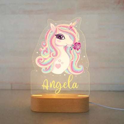 Animal LED USB Night Light Custom Name Acrylic Lamp For Baby Kids Bedroom Home Decoration Birthday Gift