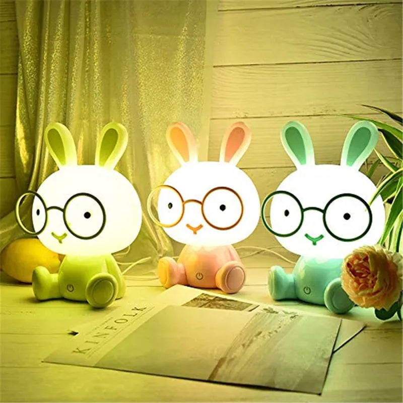 Bunny Cartoon LED Night Light Touch Table Lamp Baby Kids Room Bedside