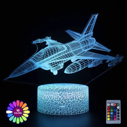 Battle Plane Night Light 3D Touch Remote Control 16 Colors Led Table Lamp USB Battery Powered