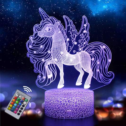 3D LED Unicorn Night Light for Kids Gifts Toys Unicorn Lamp 16 Colors Change with Remote