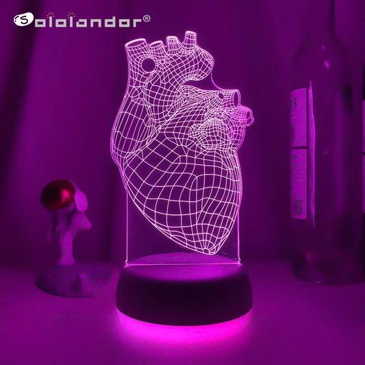 Acrylic LED Night Light Heart for Bedroom Decoration Color Changing Nightlight for Fans Gift