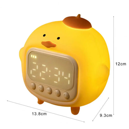 LED Time Display Night Light Cute Duckling Wake Up Volume Adjustable Alarm Clock