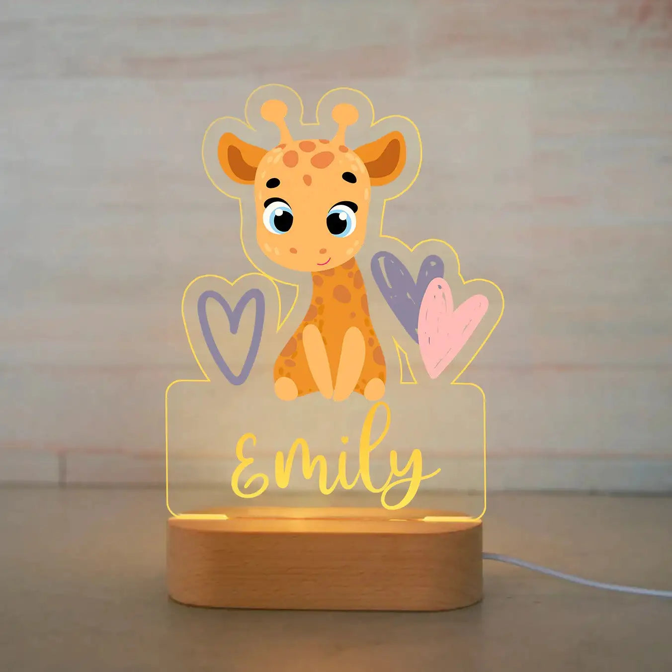 Animal LED USB Night Light Custom Name Acrylic Lamp For Baby Kids Bedroom Home Decoration Birthday Gift