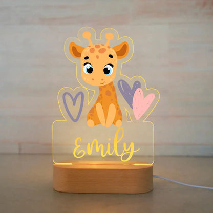 Animal LED USB Night Light Custom Name Acrylic Lamp For Baby Kids Bedroom Home Decoration Birthday Gift