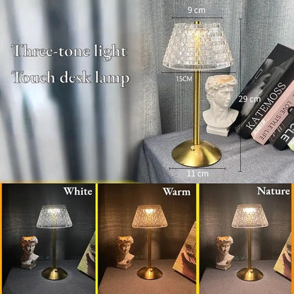 Nordic Crystal Table Lamp Touch Dimming Desk Lamp USB Rechargeable Night Light Coffee Bar Hotel Bedroom Decor Atmosphere Light