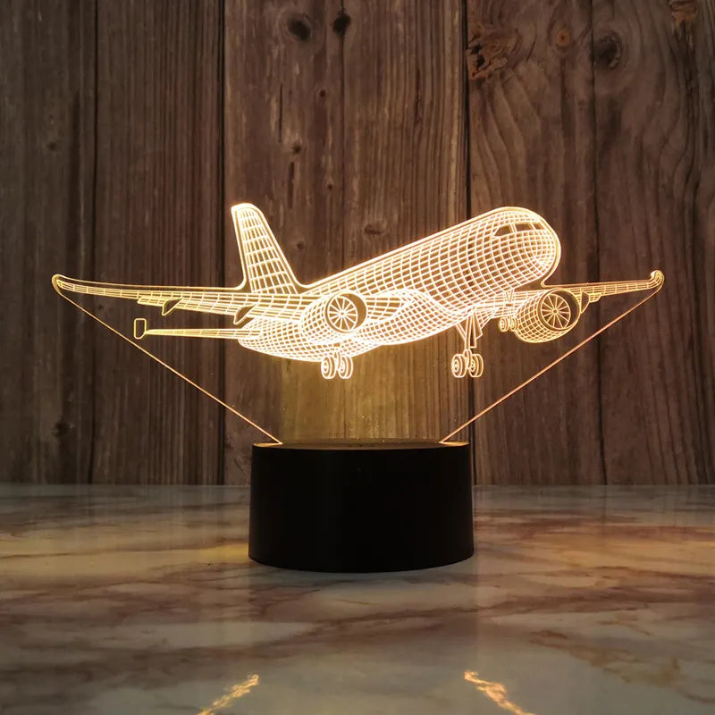 Airplane 3D Night Light USB Plug-in Touch Table Lamp Decoration Bedside Nightlight