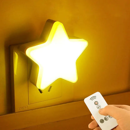 Star Shape LED Night Light Remote Control Socket Lamp Bedroom Decor Bedside Wall Lights Home Kids Child Baby Sleep Night Lights