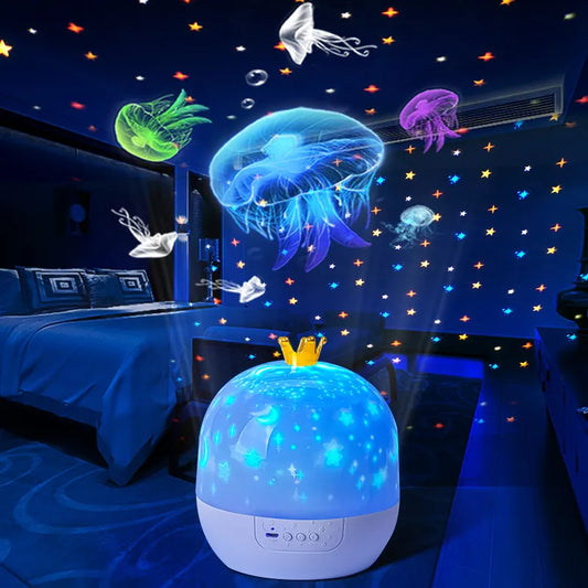 Galaxy Light Projector Star Night Light with Speaker Remote Controller Rechargeable Rotate LED Lamp