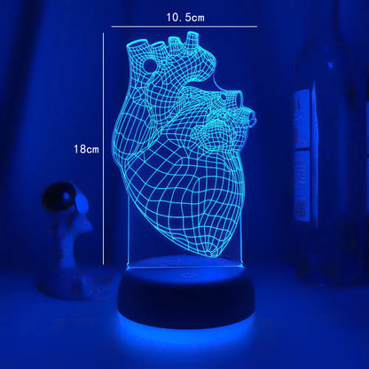 Acrylic LED Night Light Heart for Bedroom Decoration Color Changing Nightlight for Fans Gift