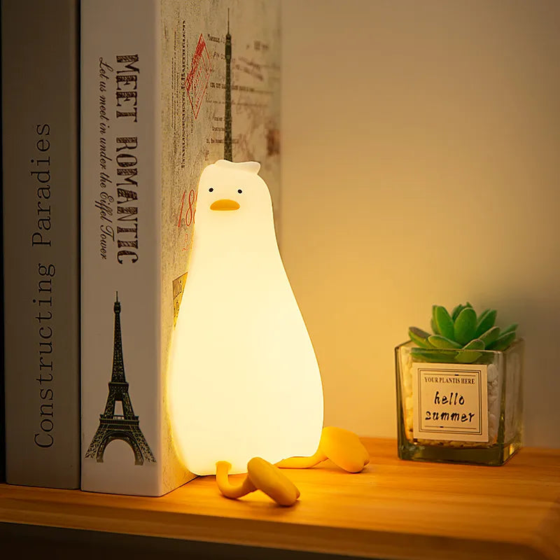 Duck Nightlights LED Rechargeable Lamp USB Cartoon Silicone Children Kid Bedroom