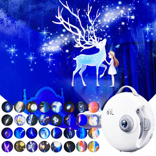 Projector Night Light Star Sky Night Lamp For Bedroom Home Decorative Kids 32 Films Bluetooth HD Galaxy