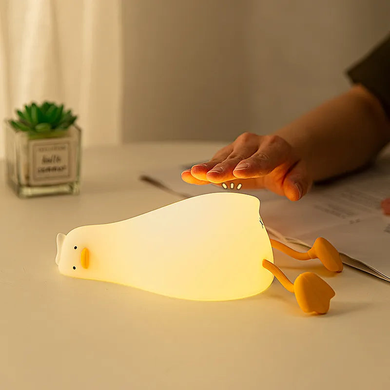 Duck Nightlights LED Rechargeable Lamp USB Cartoon Silicone Children Kid Bedroom