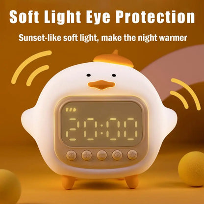 LED Time Display Night Light Cute Duckling Wake Up Volume Adjustable Alarm Clock