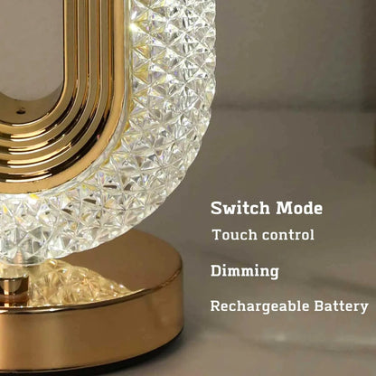 Modern Luxury Oval USB Rechargeable Crystal Table Lamp Living Room Bedroom