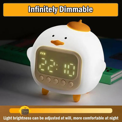 LED Time Display Night Light Cute Duckling Wake Up Volume Adjustable Alarm Clock