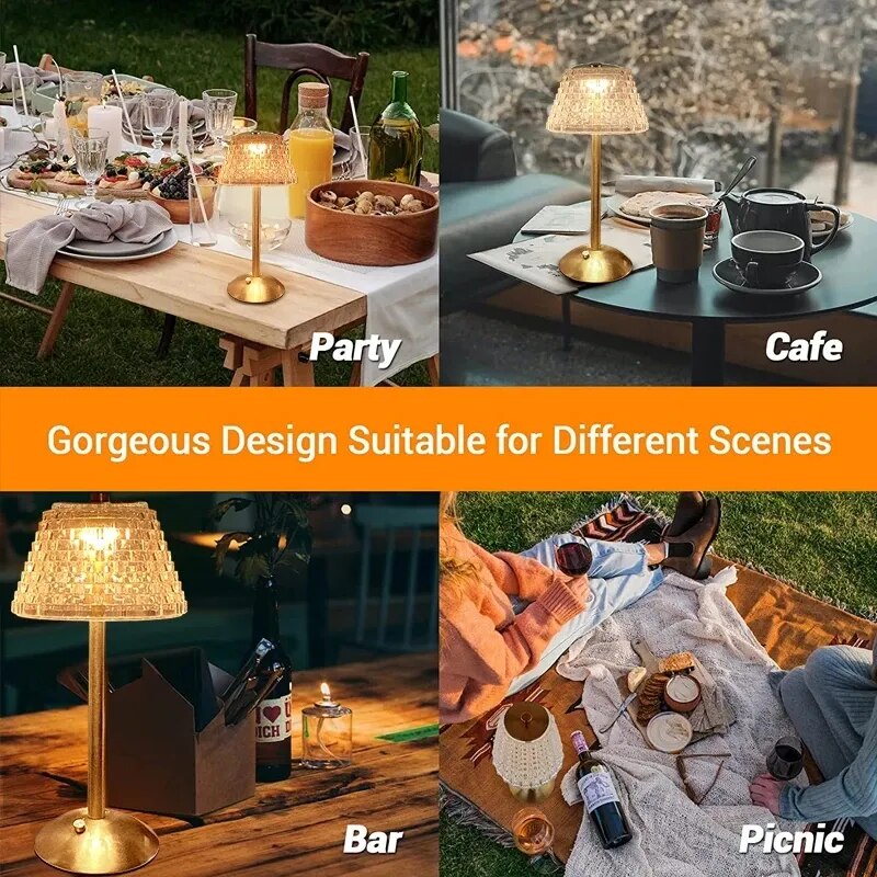 Nordic Crystal Table Lamp Touch Dimming Desk Lamp USB Rechargeable Night Light Coffee Bar Hotel Bedroom Decor Atmosphere Light