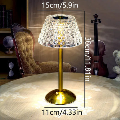 Nordic Crystal Table Lamp Touch Dimming Desk Lamp USB Rechargeable Night Light Coffee Bar Hotel Bedroom Decor Atmosphere Light