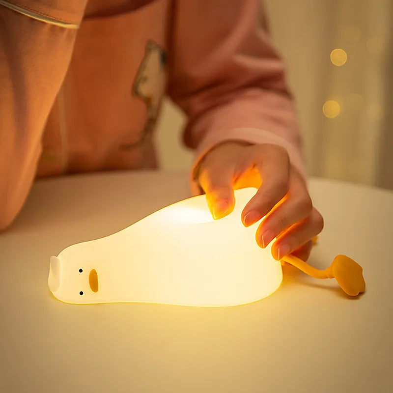 Duck Nightlights LED Rechargeable Lamp USB Cartoon Silicone Children Kid Bedroom