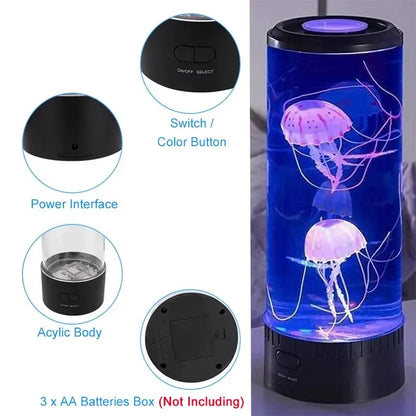 Jellyfish Lamp Bedroom Bedside Ambient Light USB/Battery Charging Night Light Gift Desktop Decoration