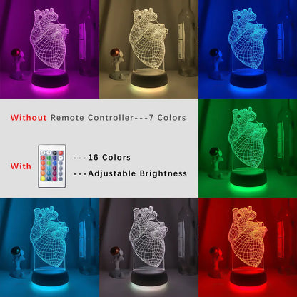 Acrylic LED Night Light Heart for Bedroom Decoration Color Changing Nightlight for Fans Gift